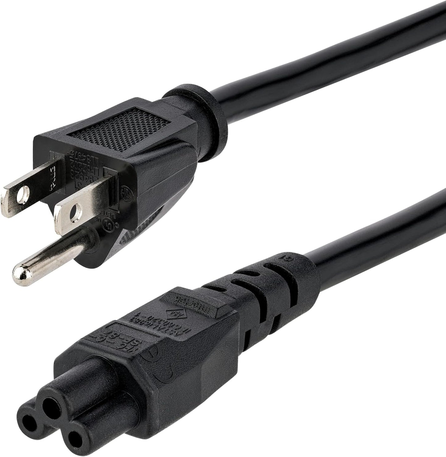 6Ft (1.8M) Laptop Power Cord NEMA 5-15P to C5 (Mickey Mouse) 10A 125V 18AWG Laptop Replacement Charger Cord Brick Cord - UL Listed (PXT101NB3S)
